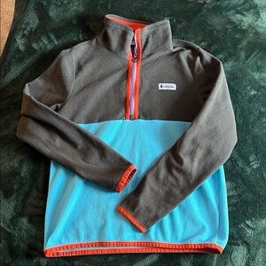 Cotopaxi Men's Zip-Up Sweater in Brown and Light Blue